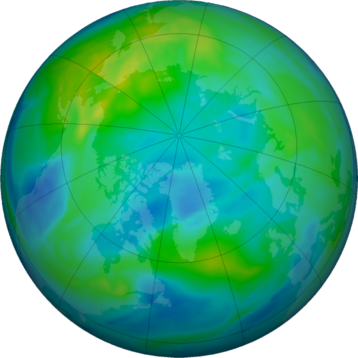 Arctic ozone map for 01 November 2019